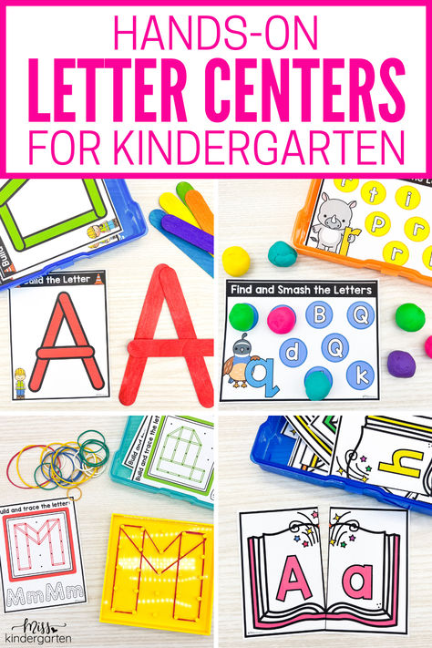 Are you looking for a fun way to help your students practice the letters of the alphabet? Check out this post! I'm sharing hands-on letter centers for kindergarten alphabet practice. Your students will love these fun letter activities for kindergarten! Click here to take a closer look at these kindergarten letter centers. Letter Celebration Kindergarten, Kindergarten Letter Centers, Letter Activities For Kindergarten, Fun Letter Activities, Letter Practice Kindergarten, Letter S Activities, Letter Centers, Free Alphabet Printables, Letter Recognition Games