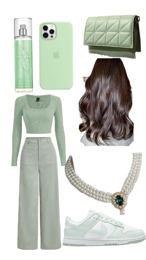 outfits vert Green Outfit Coquette, Cute Outfits Green, Green Outfit Polyvore, Green Outfit, Cute Outfits, Outfit Inspo, Green