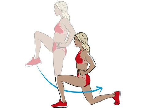 HOW TO DO: Reverse Lunge, Knee Raise - Women's Health UK Power Plate Workout, Plate Workout, Glute Workout Routine, Steady State Cardio, Power Plate, Bum Workout, Natasha Oakley, Leg Training, Leg Day Workouts