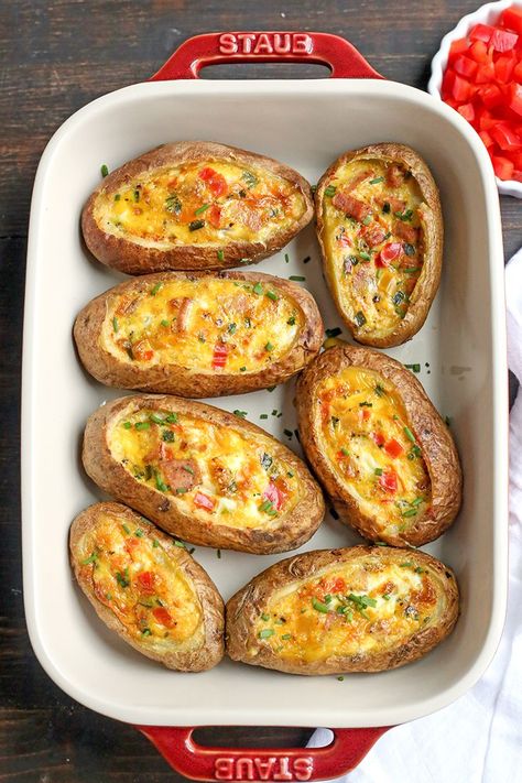 Paleo Breakfast Sausage, Potato Boats, Egg Potato, Salad Summer, Lake Food Ideas Summer, Food Ideas Summer, Lake Food Ideas, Summer Corn, Boat Food