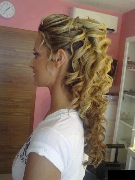 Hair (31) Curly Ponytail, Long Curly Hair, Long Curly, Hair Dos, Curled Hairstyles, Perfect Hair, Bridesmaid Hair, Prom Hair, Hair Updos