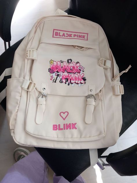 Blackpink Bag, Blackpink Things, Kpop Bag, Mochila Kpop, Blackpink Merch, Cute School Bags, Blackpink Square Up, Bling Bags, Black Pink Background