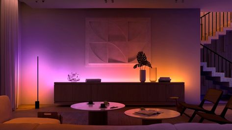 Smart lighting | Philips Hue Phillips Hue Lighting, Phillips Hue, Philips Hue Lights, Gradient Light, Hue Lights, Led Band, Smart Bulbs, Smart Lights, Led Stripes