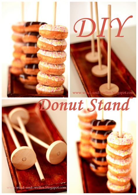 DIY Donut Stand, für Hochzeiten und andere Feiern! Diy Donut Stand, Diy Donut, Donut Stand, Diy Donuts, Donut Decorations, Donut Bar, Donut Birthday Parties, Wedding Dessert, Donut Party