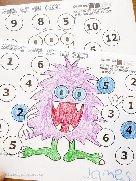 Supermonsters Training Day: Free emergency Sub Plans for Kindergarten - Monster themed day with a substitute in kindergarten - monster roll and color math Color Math, Real Life Math, Substitute Plans, Monster Theme, Halloween Math, Fun Math Games, Math Coloring, Math Methods, Mental Math