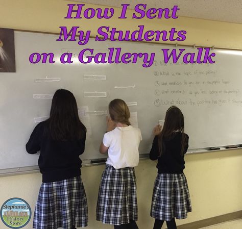 How I sent my students on a gallery walk!  Read about it at stephanieshistorystore.com Gallery Walk Activities, Gallery Walk Activities Ideas, Gallery Walks In The Classroom, Classroom Management Songs, High School History Classroom, Ap Euro, Summative Test, 8th Grade History, Walk Ideas