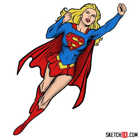 How to draw Supergirl in flight - Step by step drawing tutorials Supergirl Drawing, Superhero Drawing, Create A Superhero, Drawing Superheroes, Female Superhero, Wedding Album Design, Art Sketches Pencil, Arte Dc Comics, Spider Gwen