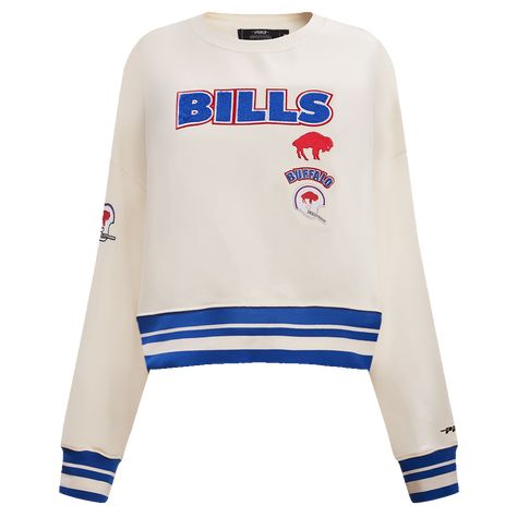 The Pro Standard Premium NFL Buffalo Bills Retro Classic WoMen's Crewneck (Eggshell/Royal Blue) Nfl Wives, Buffalo Bills Gear, Nfl Buffalo Bills, Fan Fashion, Nfl Fans, Bud Light, Womens Crewneck, Buffalo Bills, Online Retail