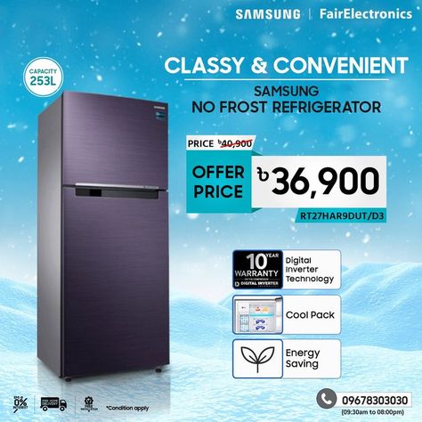 Samsung Refrigerator Social Media Post Ads  Design Samsung Air Conditioner, New Year Offers, Samsung Refrigerator, Packing A Cooler, Ads Design, Post Ad, Social Media Post Design, Social Media Design Graphics, Banner Ads