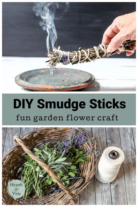 You can use herbs and flowers from the garden to create smudge stick to burn in your home. An interesting tradition originated from the Indigenous people of North America. Smudge Sticks Diy, Sage Smudge Sticks, Garden Sage, Stick Wreath, Sage Garden, Preserving Herbs, Sage Smudging, Sage Smudge, Herbs And Flowers