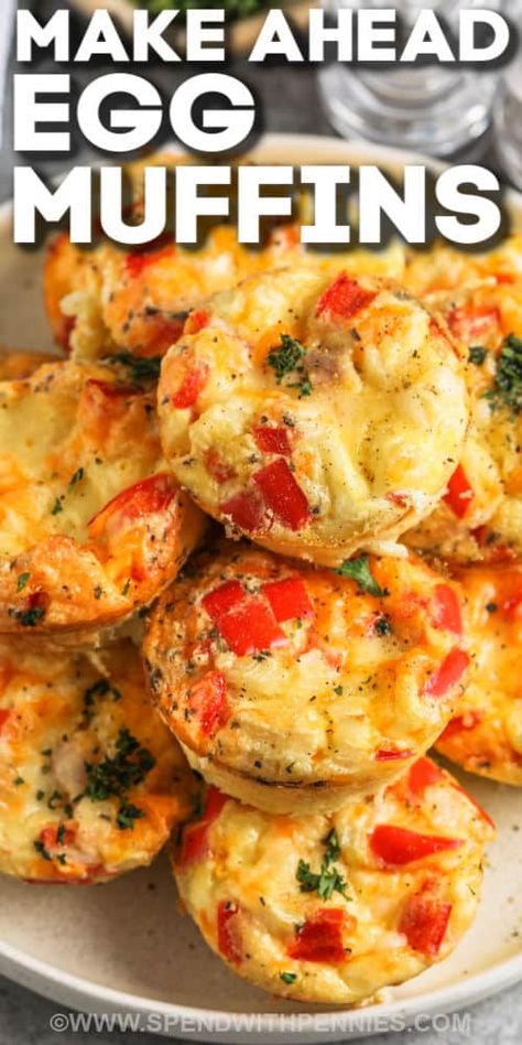 Make Ahead Egg Muffins Make Ahead Egg Muffins, Easy Egg Muffins, Easy And Healthy Breakfast, Veggie Muffins, Egg Muffins Recipe, Egg Muffins Breakfast, Eggs Breakfast, Healthy Breakfasts, Egg Muffins