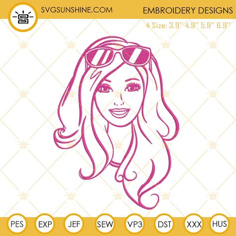 4.99Barbie Embroidery Designs, Pink Doll Girl Machine Embroidery Pattern Files Barbie Embroidery, 48 Birthday, Hand Embroidery Tutorial, Embroidery Tutorial, Pink Doll, Cup Wrap, Machine Embroidery Patterns, Wind Spinners, Embroidery Tutorials