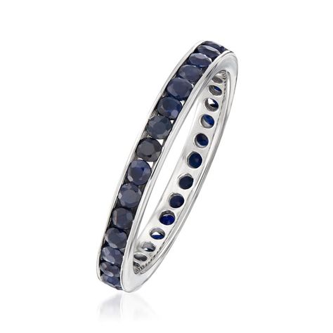 1.75 ct. t.w. Sapphire Eternity Band in Sterling Silver. Size 10 Blue Sapphire Eternity Band, Sapphire Jewelry Set, Emerald Eternity Band, Sapphire Eternity Band, Sapphire Eternity Ring, Sapphire Birthstone, Sapphire Band, Contemporary Ring, Eternity Band Ring