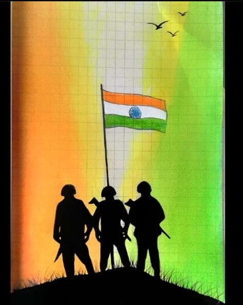 Unique Bulletin Board Ideas, India Drawing, Easy People Drawings, Independence Day Drawing, Flag Drawing, People Drawings, Indian Flag Wallpaper, Independence Day Decoration, Flag Wallpaper