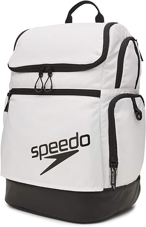 Swim bags - Stick out on the pool deck with this brightly colored white Speedo Teamster Swim Bag. 35L and available at Amazon. Swimming Gear, Swimming Bag, Open Weave, Mesh Bag, Fun Bags, Sale Items, Duffle Bag, Camo, White Black