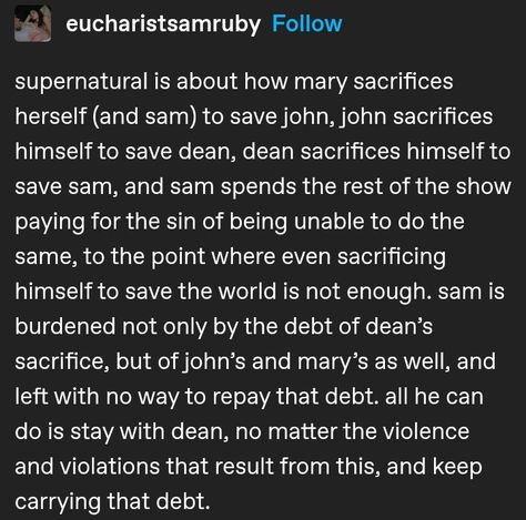 Supernatural Tumblr Posts, Spn Headcanon, Sam Winchester Headcanon, Supernatural Facts, Supernatural Tumblr, Supernatural Quotes, Tv Supernatural, Supernatural Memes, Fandom Crossover