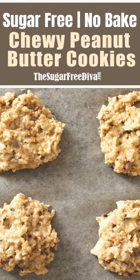 Bariatric Sweets, No Bake Peanut Butter Cookies, Sugar Free Peanut Butter Cookies, Sugar Free Oatmeal Cookies, Sugar Free Cookie Recipes, Sugar Free Oatmeal, Sugar Free Desserts Easy, Cake Pineapple, Wls Recipes