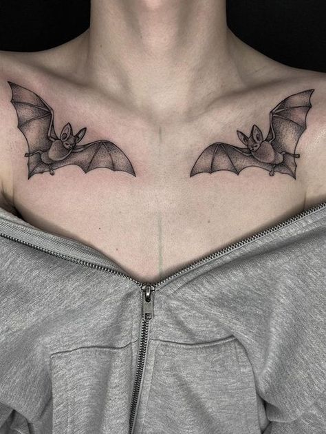 Bat Tattoo Ideas. Bat Lower Stomach Tattoo, Halloween Chest Tattoos For Women, Bat Wing Chest Tattoo, Halloween Stomach Tattoo, Bat Tattoo Lower Back, Bat Neck Tattoos Women, Bat Stomach Tattoos Women, Bat Tattoo Under Breast, Shoulder Bat Tattoo