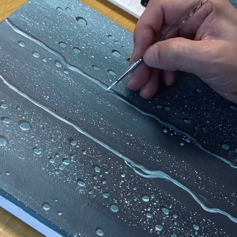 How To Paint Rain Drops Acrylic, How To Paint Rain Drops, How To Paint Rain, Painting Rain Drops, Water Drops Painting, Raindrop Painting, Joony Art, Painted Animals, Planet Painting