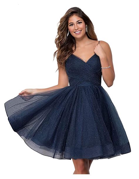 PRICES MAY VARY. Quality tulle fabric in outer layer, comfy and light lining Fully Lined, Built-in Bra. This homecoming dress has two options to close the back: lace up back or zipper back. We will send it randomly. If you want to specify one of the closure type, you could contact us when you order it. Zipper or Corset closure Hand Wash Only Fun and flirty, this short party dress is crafted from volumizing layers of tulle and sprinkled with glitter accents for just the right amount of sparkle. T Teen Homecoming Dresses, Glitter Homecoming Dress, Homecoming Dresses Sparkly, Short Sheath Dress, Tulle Homecoming Dress, Short Party Dress, Camisole Dress, Quality Dresses, Dress Spaghetti