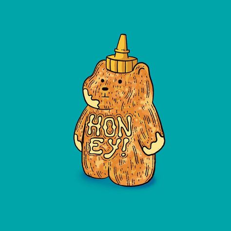 i have so much adrenaline today that i channeled into this crazy urge i had to draw a honey bear. going into packaging design just to make anthropomorphic condiments…🥫🧴🍯🧃 SWIPE ➡️ included a time-lapse video, which i don’t typically do because i don’t draw very linearly; however, this one i just boom boom pow got done! #honeybear #characterdrawing #digitalart #bearillustration #womenofillustration Bear With Honey Tattoo, Honey Drawing, Honey Bear Bottle Drawing, Bear Honey, Bear Eating Honey Drawing, Bear With Honey Illustration, Bear Girl, Honey Bear, Bear Illustration