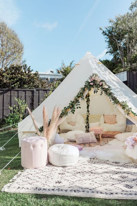 Andee Layne, Backyard Birthday Parties, Sleepover Birthday Parties, Backyard Birthday, Backyard Camping, Teepee Tent, Bell Tent, Toys Kids, Sleepover Party