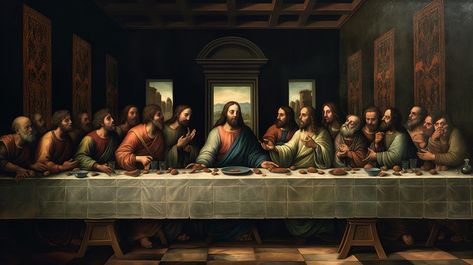 Jesus Christ The Last Supper Of Person In Italian Painting#pikbest#Backgrounds#Homepage The Last Supper Wallpaper, Catholic Desktop Wallpapers, Last Supper Painting, Last Supper Art, The Last Supper Painting, Painting Backgrounds, Jesus Last Supper, Lords Supper, Jesus Christ Cross