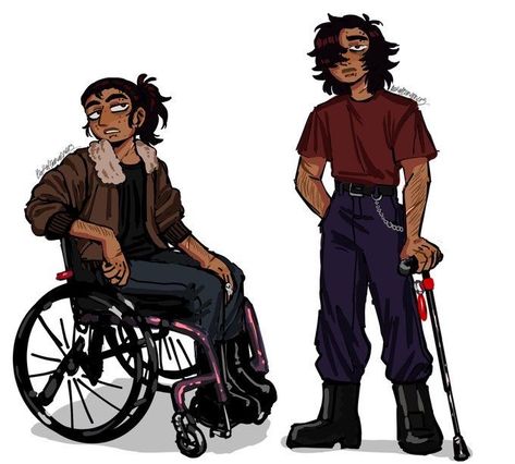 Disabled Character Design, Disabled Oc, Swag Art, Percy Jackson Art, Mobility Aids, Image Description, Percy Jackson Funny, Percy Jackson Fandom, Art Inspiration Drawing