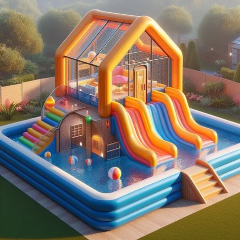 Upgrade your backyard fun with inflatable swimming pools and slide-shaped cabin homes. Bedroom With Slide, Swimming Pools Backyard Inground, Backyard Slide, Pool Water Slide, Dog Bedroom, Home Safety Tips, Hello Kitty Wallpaper Hd, Pools Backyard Inground, Kawaii School Supplies