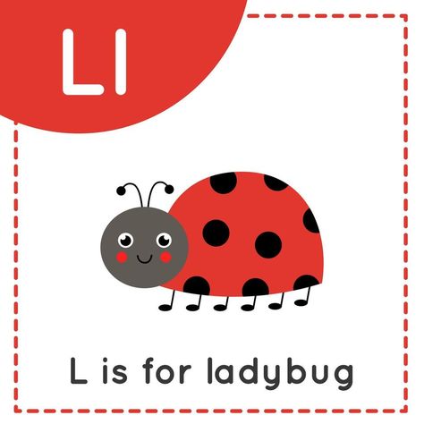 L Is For Ladybug, English Alphabet For Kids, B Is For Butterfly, Cartoon Ladybug, Alphabet Flash Cards Printable, Alphabet Pictures, S Alphabet, Flashcards For Kids, Letters For Kids