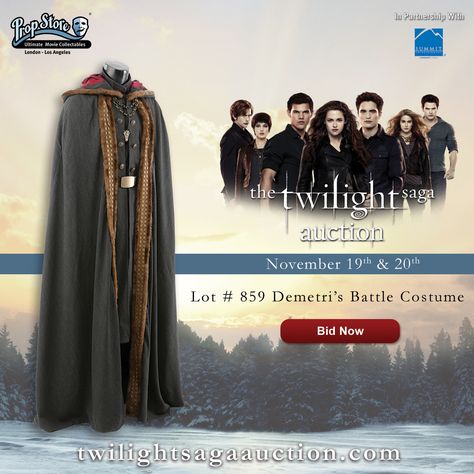 Here's another great sneak peek from our #TwilightAuction - Lot #859 Demetri's Battle Costume from Breaking Dawn: Part 2! Make sure you check out the entire catalogue and bid now on all your favourite Twilight Saga items over at: http://ow.ly/OeDe305tMm6  #Demetri #Volturi #Costume #Twilight #BreakingDawn #PropStore Volturi Costume, Demetri Volturi, Jane Volturi, Vampire Costumes, Battle Dress, Breaking Dawn Part 2, Twilight Fans, Breaking Dawn, Movie Props