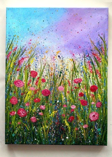 Canvas For Beginners, Acrylic Painting Flowers, Hand Painted Wall Art, Painting For Beginners, Acrylic Painting For Beginners, Paintings Prints, Simple Acrylic Paintings, Urban Sketchers, Large Abstract Painting