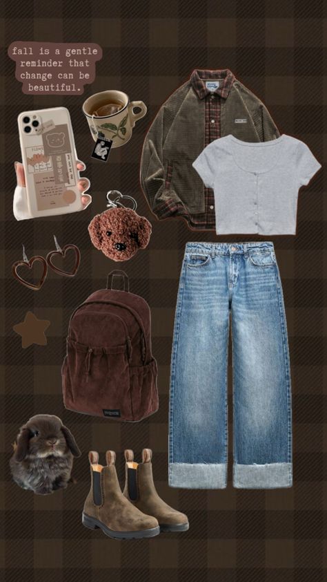 I looove brown for any season but especially Autumn! Earthy Color Palette Outfit, Earthy Alternative Outfits, Appalachian Outfits, Noah Kahan Aesthetic Outfit, Rustic Outfits For Women, Earthy Color Outfits, Thrifting Aesthetic Outfits, Down To Earth Outfits, Earth Tone Style