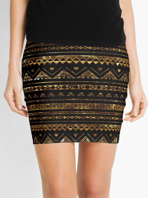 Glamorous Gold Embellished Skirt, Elegant Gold Mini Skirt, Fitted Gold Mini Skirt, Aztec Print Skirt, Aztec Skirt, Gold Mini Skirt, Egyptian Gold, Gold Print, Print Skirt