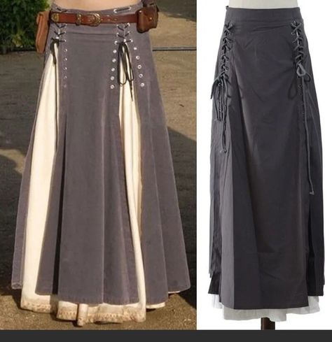 Split skirt for renfaire Viking Skirt Pattern, Fantasy Clothing Sewing Patterns, Medieval Skirt Sewing Pattern, Split Skirt Pattern Sewing, Renfaire Patterns, Ren Faire Skirt Pattern, Ren Fair Accessories Diy, Diy Ren Faire Costume, Ren Faire Skirt