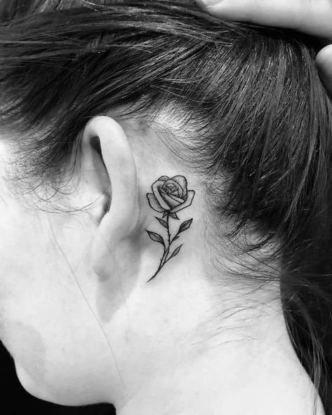 Ear Rose Tattoo, Cute Behind The Ear Tattoos, Behind The Ear Tattoos, Small Best Friend Tattoos, Apple Tattoo, Behind Ear Tattoos, Molecule Tattoo, Tattoo Behind Ear, Bolt Tattoo