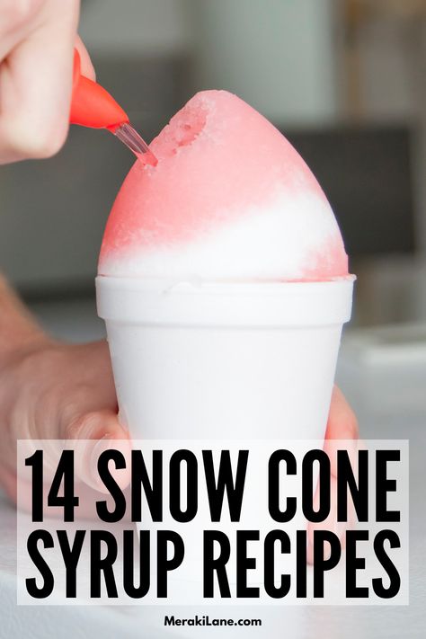 Cream For Snow Cones Recipe, Kool Aid Snow Cone Syrup, Snow Cone Cream Topping Recipe, Fancy Snow Cones, Healthy Snow Cone Syrup, Homemade Snowcone Syrup, Homemade Shaved Ice Syrup, How To Make Snow Cone Syrup, Slushie Syrup Recipe