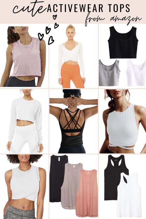 Best Amazon Activewear - Cute Workout Clothes from Amazon Work Out Tops Women, Amazon Workout Tanks, Cute Workout Tops, Amazon Activewear, Clothes From Amazon, Cute Workout Clothes, Pilates Wear, 2022 Goals, Sports Clothes