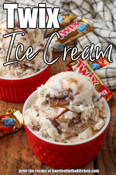 Twix Ice Cream Book Bakery, Twix Ice Cream, Homemade Ice Cream Recipes Machine, Twix Chocolate, Best Homemade Ice Cream, Ice Cream Homemade, Ice Cream Recipes Machine, I Love Ice Cream, Chocolate Ice Cream Recipe