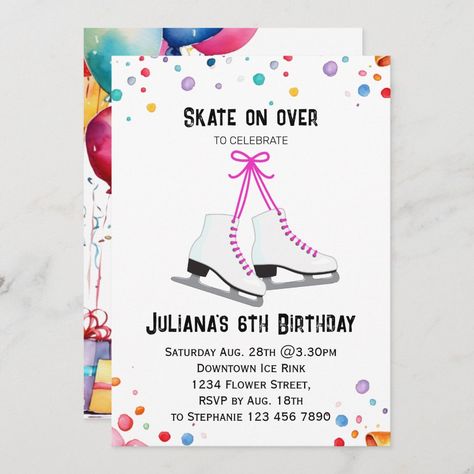 Ice Skating Invitation, Ice Skating Party, Birthday Party Accessories, Skate Party, Ice Skates, Themed Birthday Party, Party Plates, Free Birthday Invitations, Free Birthday Invitation Templates