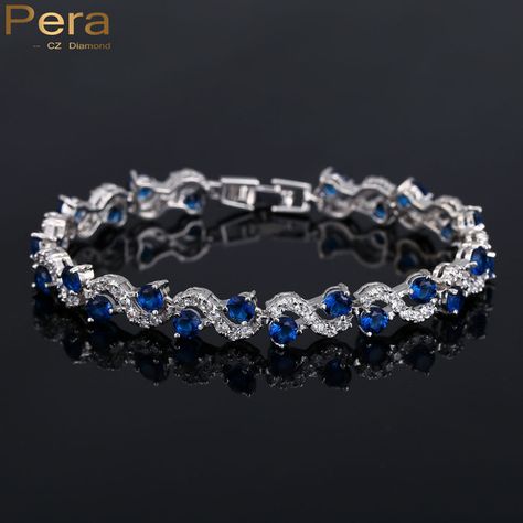 Aliexpress.com : Buy Pera 5 Color Options Fashion Ladies Sterling Silver Cubic Zirconia Royal Blue Stone Bracelets Jewelry For Christmas Gift B017 from Reliable bracelet jewelry suppliers on Pera CZ Official Store Royal Blue Bracelet, Blue Bracelets, Blue Crystals Stones, Blue Stone Bracelet, Cubic Zirconia Bracelet, Cz Bracelet, Trendy Bracelets, Cubic Zirconia Jewelry, Bracelets Jewelry