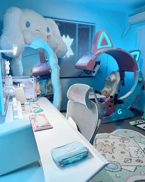 Streaming Aesthetic, Pc Room, Vintage Bathroom Ideas, Games Room Inspiration, Kawaii Room Ideas, Game Setup, Cool Room Designs, Dream Bedroom Inspiration, Dream Things