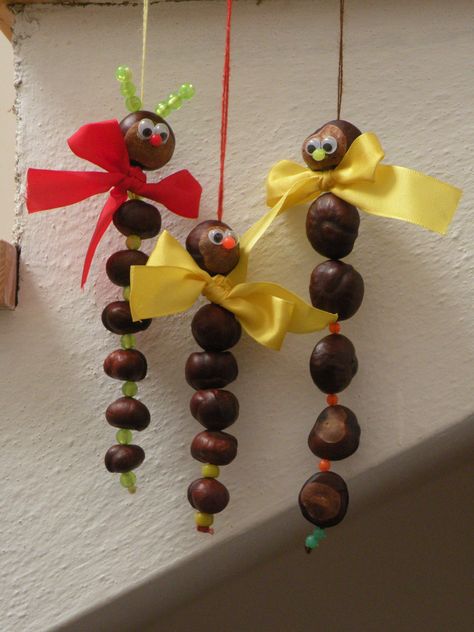 Chestnuts decorations for autumn Chestnut Crafts For Kids, Chestnuts Crafts, Chestnuts Decoration, Chestnut Craft, Chestnut Ideas, Chestnut Decoration, Chestnut Crafts, Conkers Craft, Diy Yarn Crafts