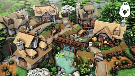 Sims 4 Cottage, Farm Village, Cottage Witch, Old Village, Sims 4 House Plans, Sims 4 House Building, Cottage Farm, Tumblr Sims 4, Sims Building