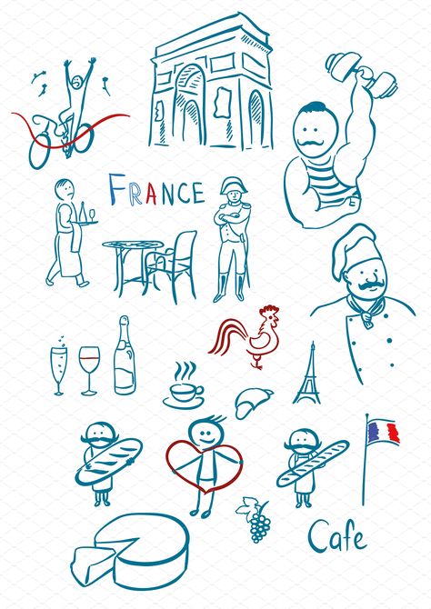 France symbols by Mastack on @creativemarket France Inspired Tattoo, French Inspired Tattoos, France Tattoo Ideas, France Symbols, France Tattoo, French Symbols, Symbol Drawing, Hand Embroidery Patterns Free, France Flag