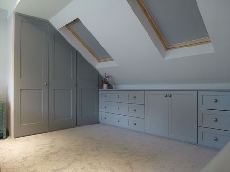 Small Space Storage Bedroom, Bedroom Storage For Small Rooms, Loft Conversion Bedroom, Attic Bedroom Storage, Attic Wardrobe, Slanted Walls, Diy Bedroom Storage, Attic Bedroom Designs, Attic Loft