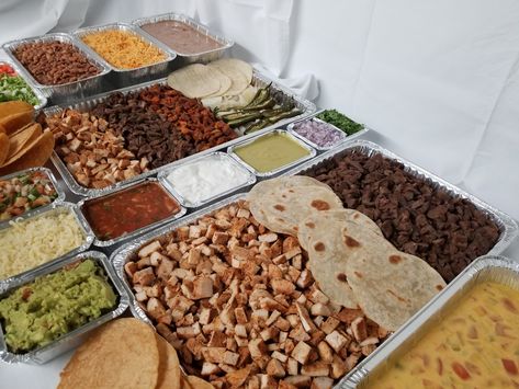 Taco Bar Catering, Mexican Food Catering, Mexican Catering, Taco Bar Wedding, Taco Bar Party, Taco Catering, Party Food Bars, Baked Potato Bar, Mexican Buffet