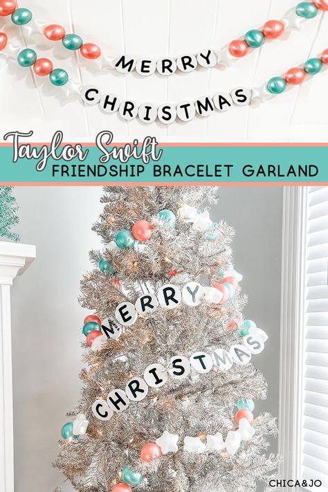 Taylor Swift Friendship Garland Taylor Swift Reputation Christmas, Christmas Tree Friendship Bracelet, Taylor Swift Christmas Stocking, Xmas Friendship Bracelets, Diy Giant Friendship Bracelet Garland, Merry Swiftmas Party, Friendship Bracelet Christmas Garland, Diy Giant Friendship Bracelet, Eras Christmas Tree