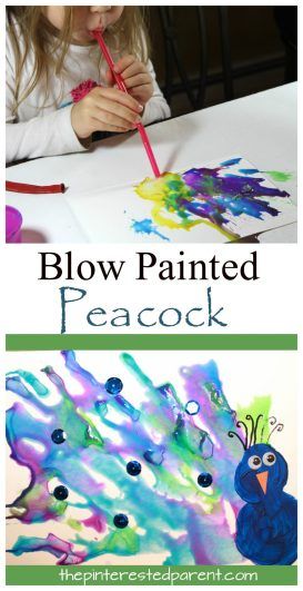 Blow Painting, Blow Paint, Kindergarten Craft, Painted Peacock, Kerajinan Diy, Peacock Painting, Kindergarten Art, Toddler Art, Crafts Projects