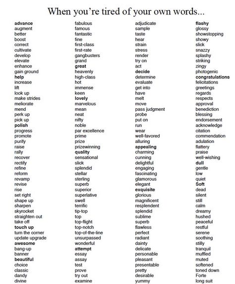 Variety is good. List Of Words, Descriptive Words, Words To Use, Book Writing Tips, English Writing, Learn Piano, Writing Resources, Writing Words, Writing Advice